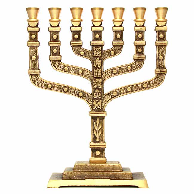 Twelve Tribes of Israel Brass Menorahs