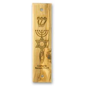 Olive Wood Messianic Grafted In Mezuzah