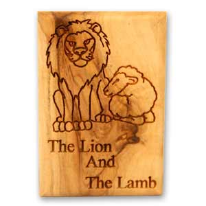 The Lion and the Lamb Olive Wood Magnet