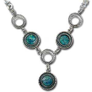 Sterling Silver and Roman Glass Necklace by Michal Kirat