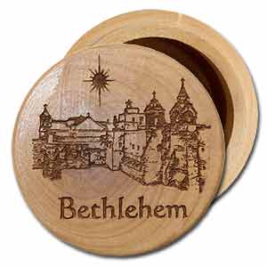 Bethlehem Olive Wood Round Box