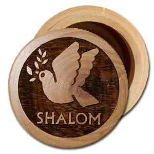 Dove of Peace Round Olive Wood Wooden Box