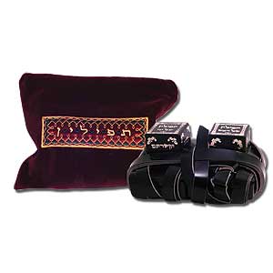 Leather Phylacteries with Burgundy Bag