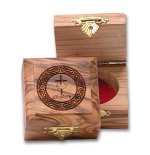 Olive Wood Boxes with Cross and Dove Decoration