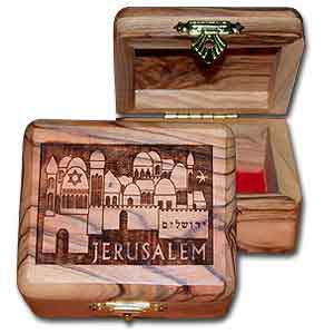 Jerusalem Rectangular Large Olive Wood Box