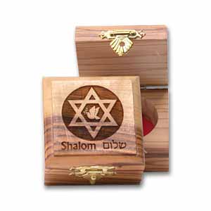 Star of David and Dove Olive Wood carved Box