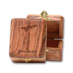 The Crucifixion Olive Wood Box