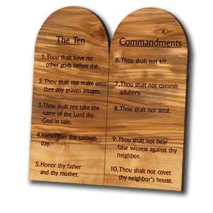 Olive Wood Ten Commandments, English