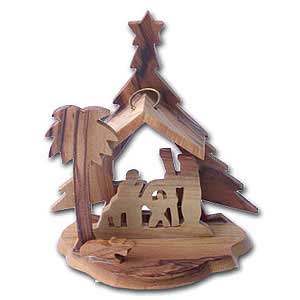 Olive Wood Nativity Christmas Tree Ornaments at Jesus Boat Shop