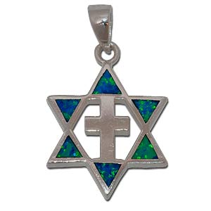 Star of David and Cross. Two Sided Pendant.