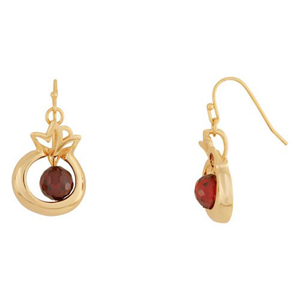 Pomegranate Earrings with garnets, Gold filled.