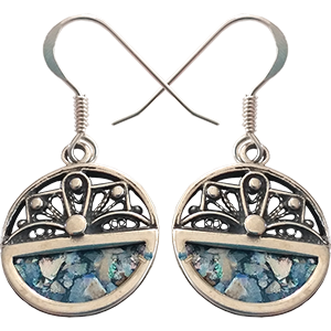 Sterling Silver Earrings Set with Roman Glass "Sunrise"