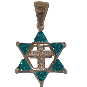 Star of David and Cross. Blue Stones.