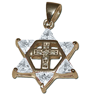 Star of David with Cross. Clear Crystals.