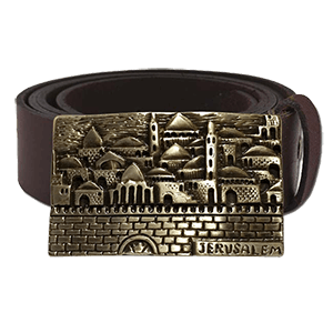 Genuine Leather Belt with Jerusalem Belt Buckle
