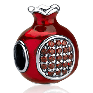 Garnet Encrusted Pomegranate Bead Bracelet Charm. 35% OFF* 