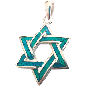 Sterling Silver Synthetic Opal Star of David Pendant