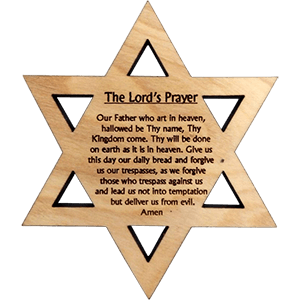 The Lords Prayer Olive Wood David's Star Magnet