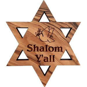 Shalom Y'all David's Star Olive Wood Magnet