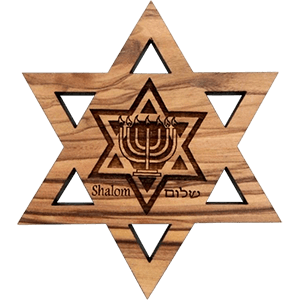 Judaic Symbols David's Star Olive Wood Magnet
