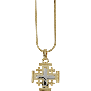 Jerusalem Cross Necklace. Rhodium.