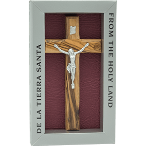 Cruz de madera de olivo - Con elementos de Tierra Santa