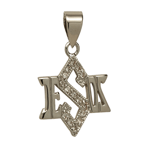 White gold-filled Jesus Star Pendant with Zircons