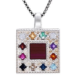 Nano Bible Necklace Silver Hoshen Breastplate with Gemstones