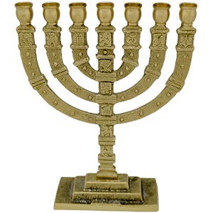 Menorá de siete velas con las 12 tribus de Israel 